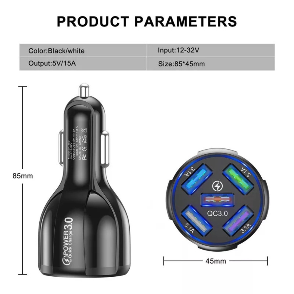 5 Port Fast Car USB Charger - Picture 6 of 6